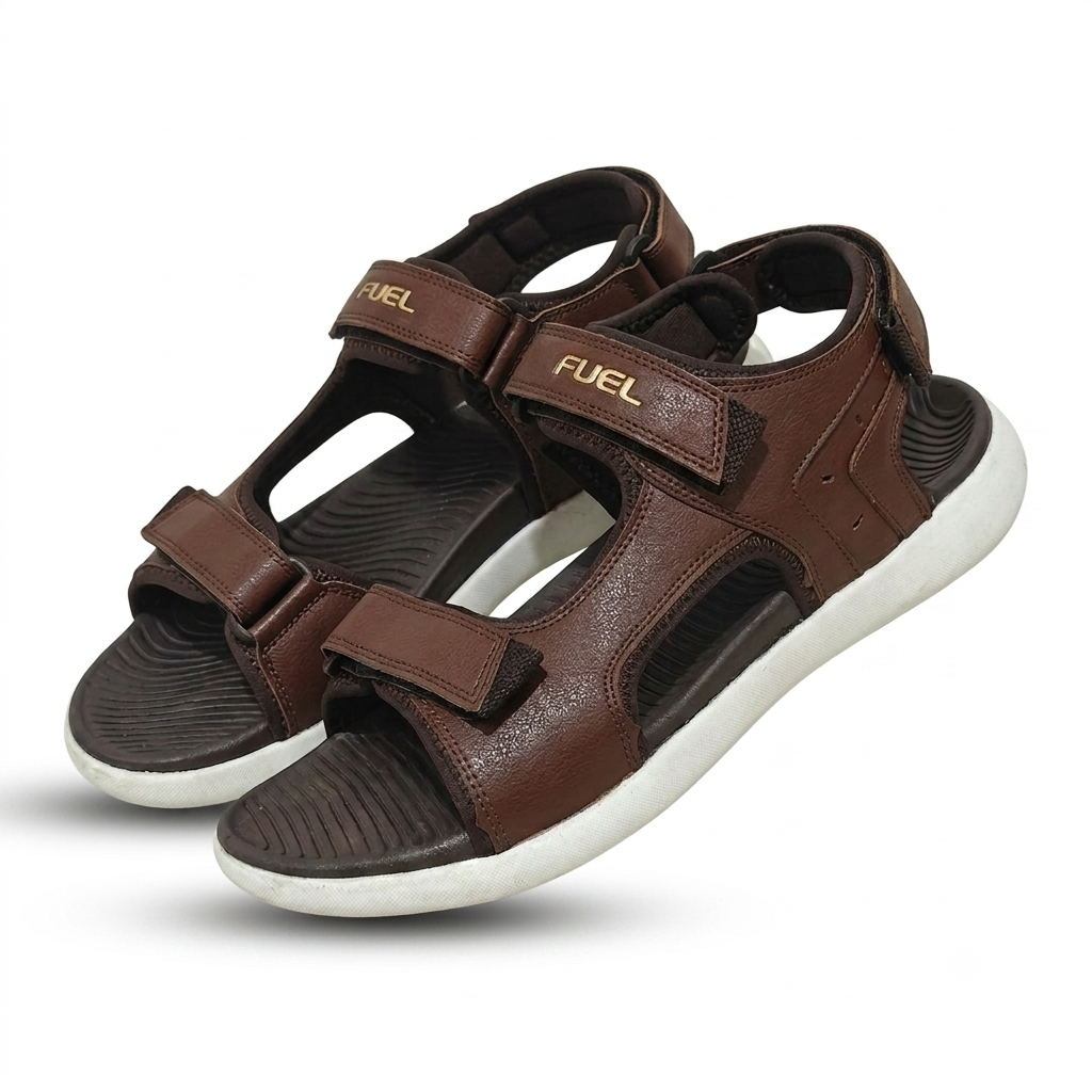 FUEL Power-05 Men’s Sandals – Brown Synthetic Upper, Cushioned Footbed, Lightweight EVA Sole, Adjustable Velcro Closure, Comfortable Everyday Wear