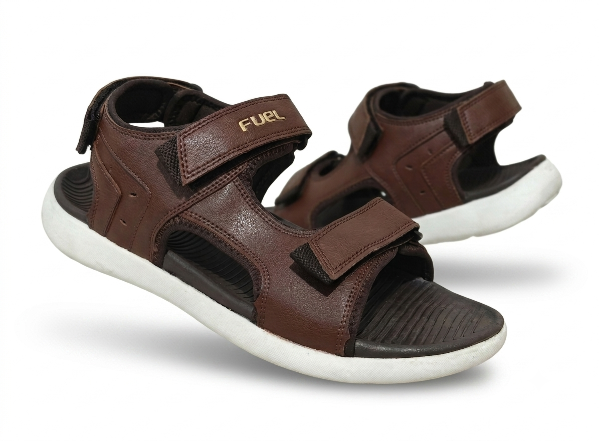 FUEL Power-05 Men’s Sandals – Brown Synthetic Upper, Cushioned Footbed, Lightweight EVA Sole, Adjustable Velcro Closure, Comfortable Everyday Wear