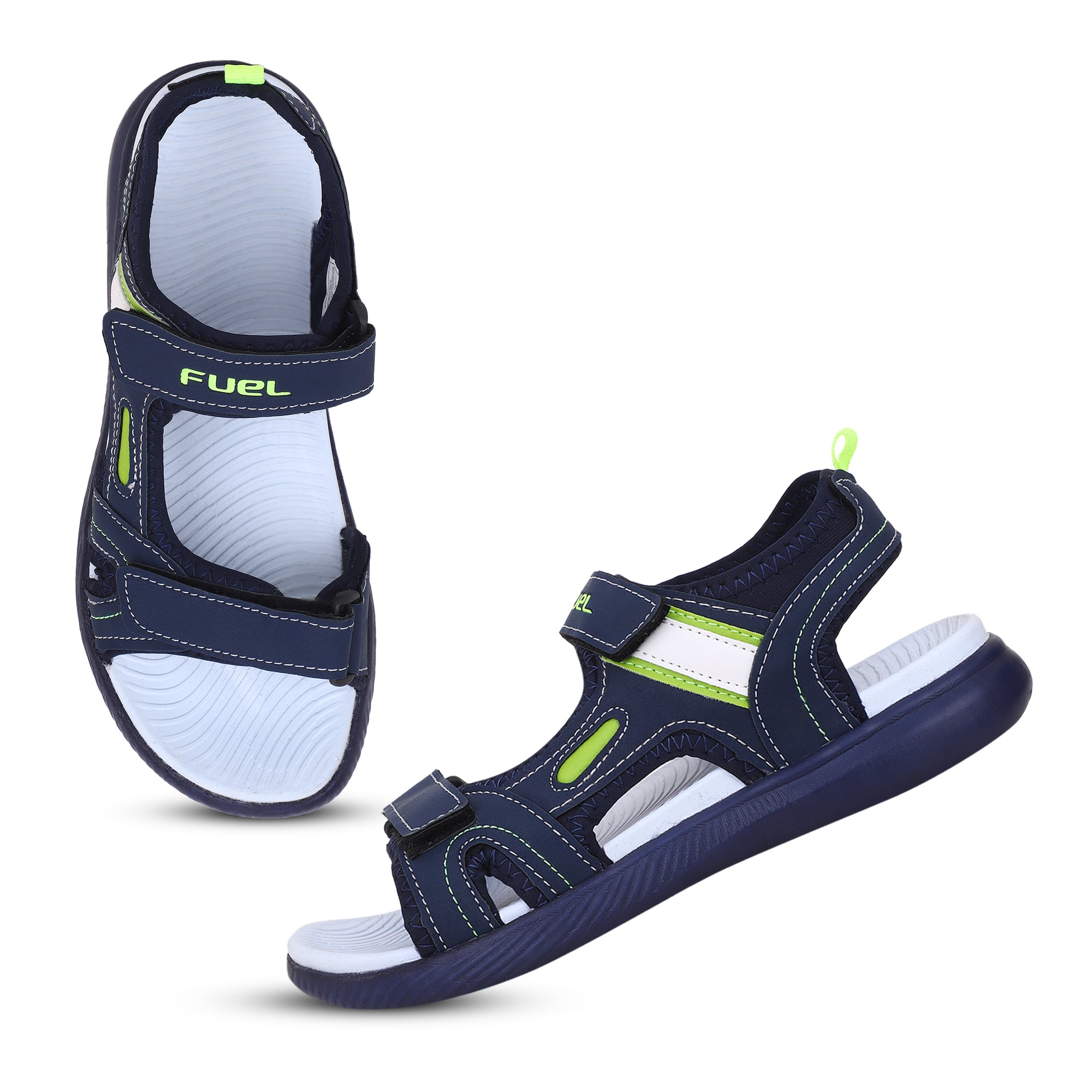 FUEL Power-lite-04 Lightweight EVA Sole and Cushioned Footbed with Adjustable Velcro Closure Sports Sandal for Boys (Navy)