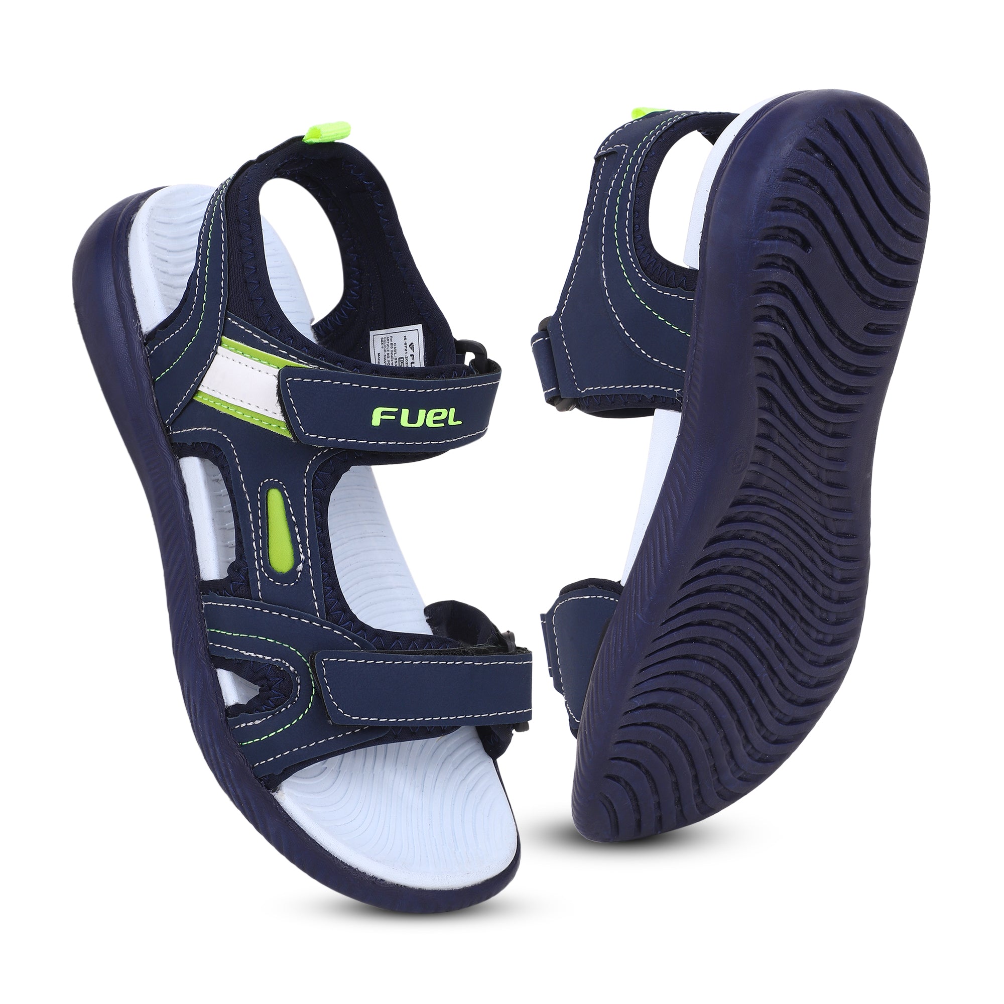 FUEL Power-lite-04 Lightweight EVA Sole and Cushioned Footbed with Adjustable Velcro Closure Sports Sandal for Boys (Navy)