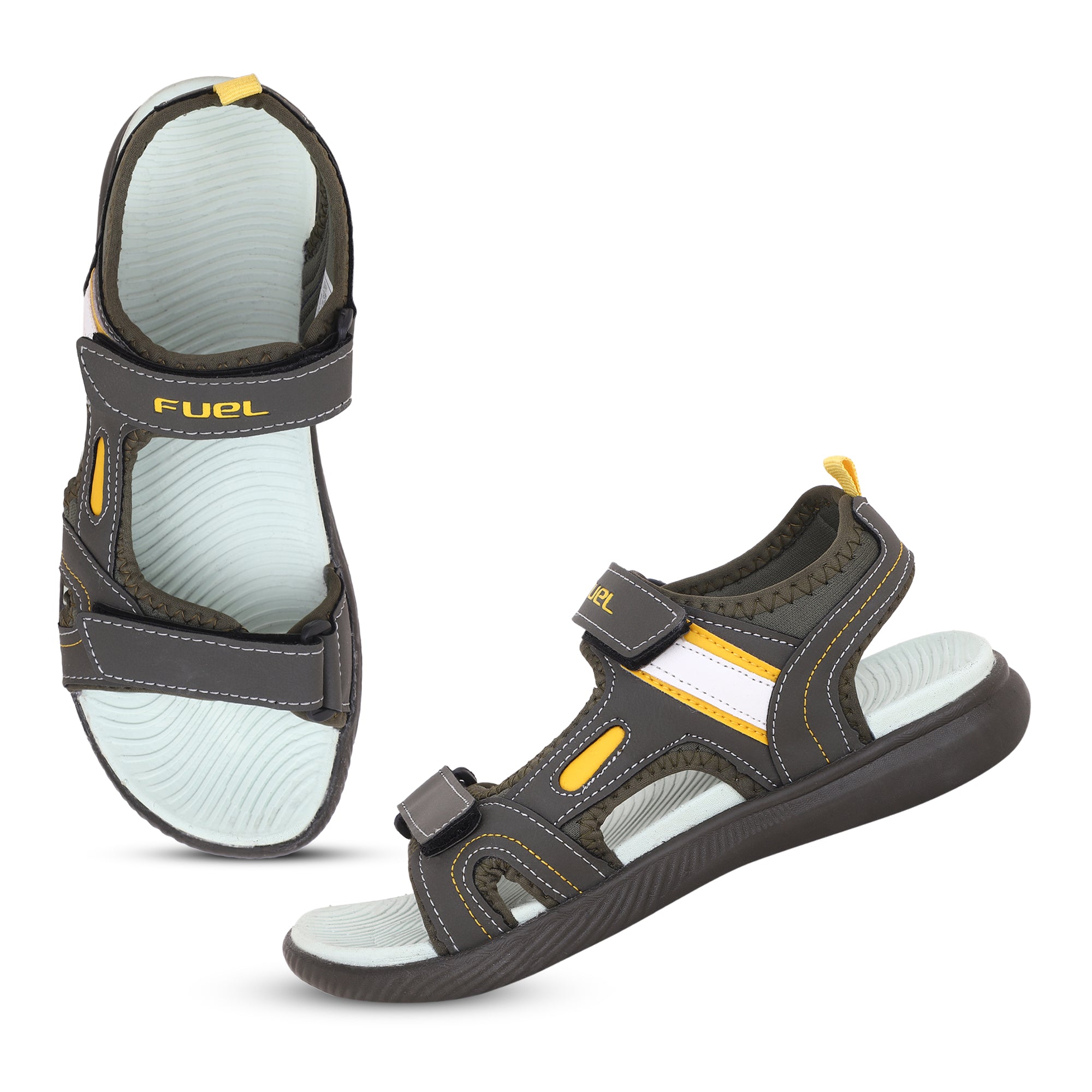 FUEL Power-lite-04 Lightweight EVA Sole and Cushioned Footbed with Adjustable Velcro Closure Sports Sandal for Boys (Grey)