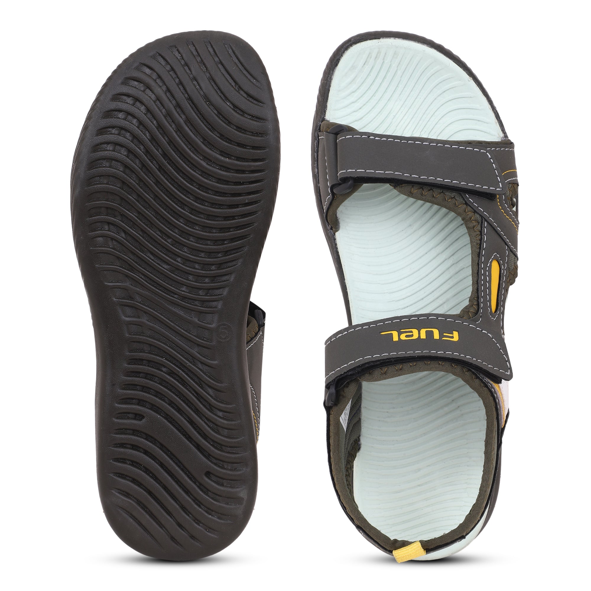 FUEL Power-lite-04 Lightweight EVA Sole and Cushioned Footbed with Adjustable Velcro Closure Sports Sandal for Boys (Grey)