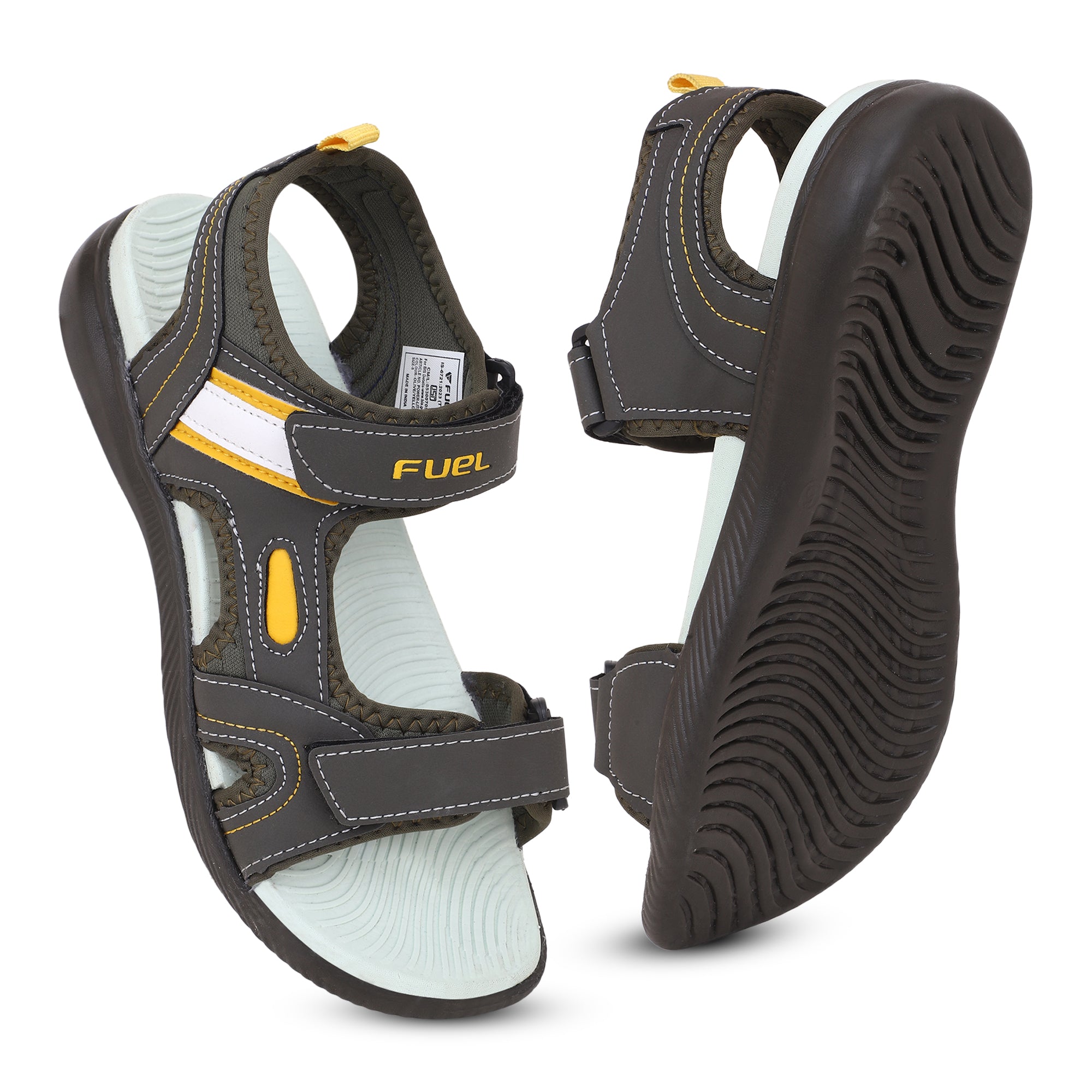 FUEL Power-lite-04 Lightweight EVA Sole and Cushioned Footbed with Adjustable Velcro Closure Sports Sandal for Boys (Grey)