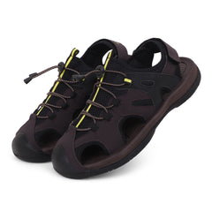FUEL Commando-03 Fishermen Sandals | Mesh + Rexine Upper | EVA + Rubber Sole | Cushioned Footbed | Adjustable Velcro Closure (Brown)