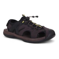 FUEL Commando-03 Fishermen Sandals | Mesh + Rexine Upper | EVA + Rubber Sole | Cushioned Footbed | Adjustable Velcro Closure (Brown)