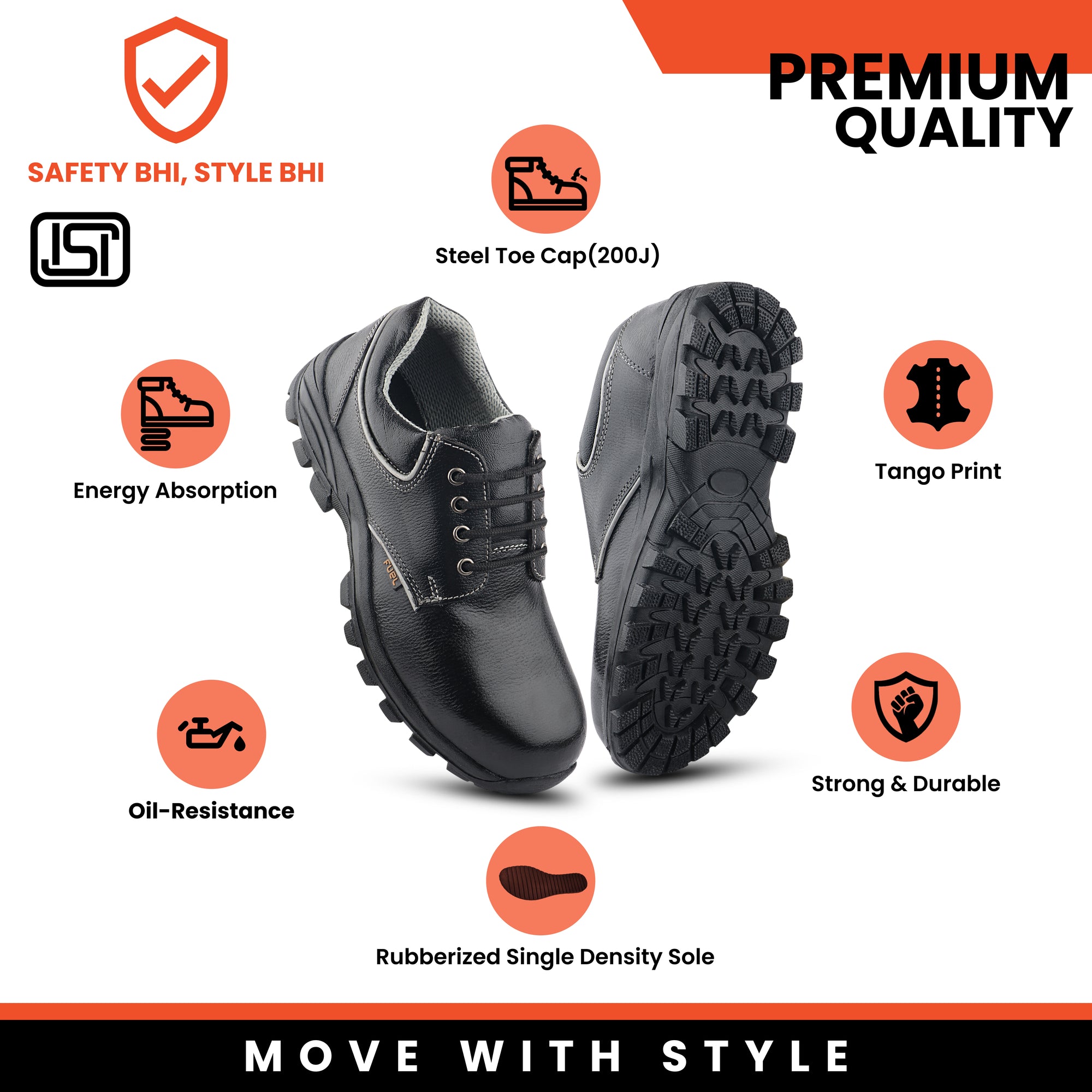 Fuel Leon R Safety Shoes for Men's (Black)