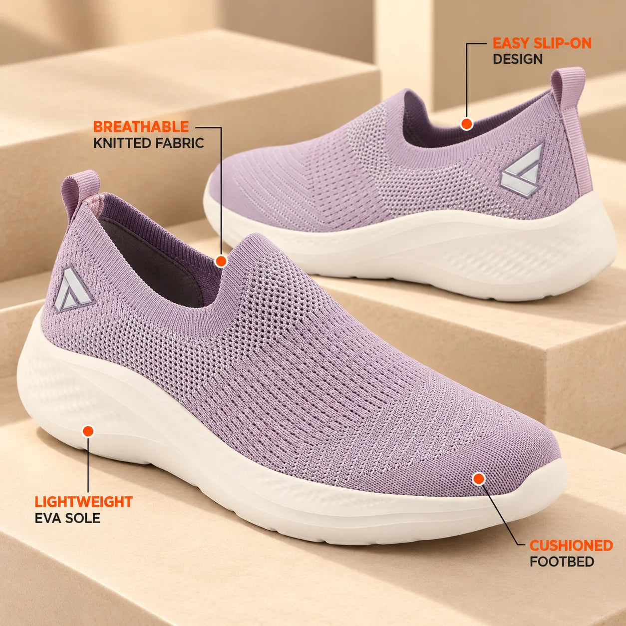 FUEL Sparkle Lightweight & Comfortable Casual Slip-On Daily Wear Sports Shoes for Women's (Lavender)