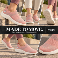 FUEL Sparkle Lightweight & Comfortable Casual Slip-On Daily Wear Sports Shoes for Women's (Peach)