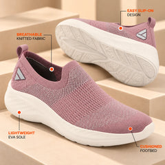 FUEL Sparkle Lightweight & Comfortable Casual Slip-On Daily Wear Sports Shoes for Women's (Mauve)