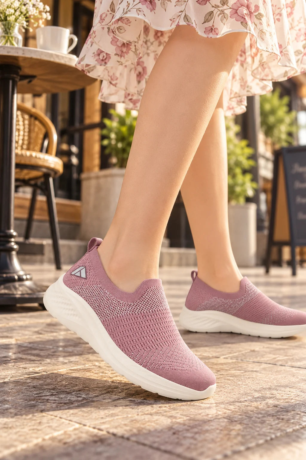 FUEL Sparkle Lightweight & Comfortable Casual Slip-On Daily Wear Sports Shoes for Women's (Mauve)