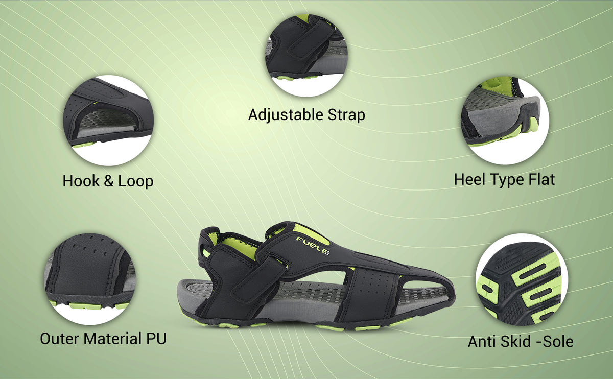 FUEL Neston Light Weight & Comfortable Men Sandal (Black)