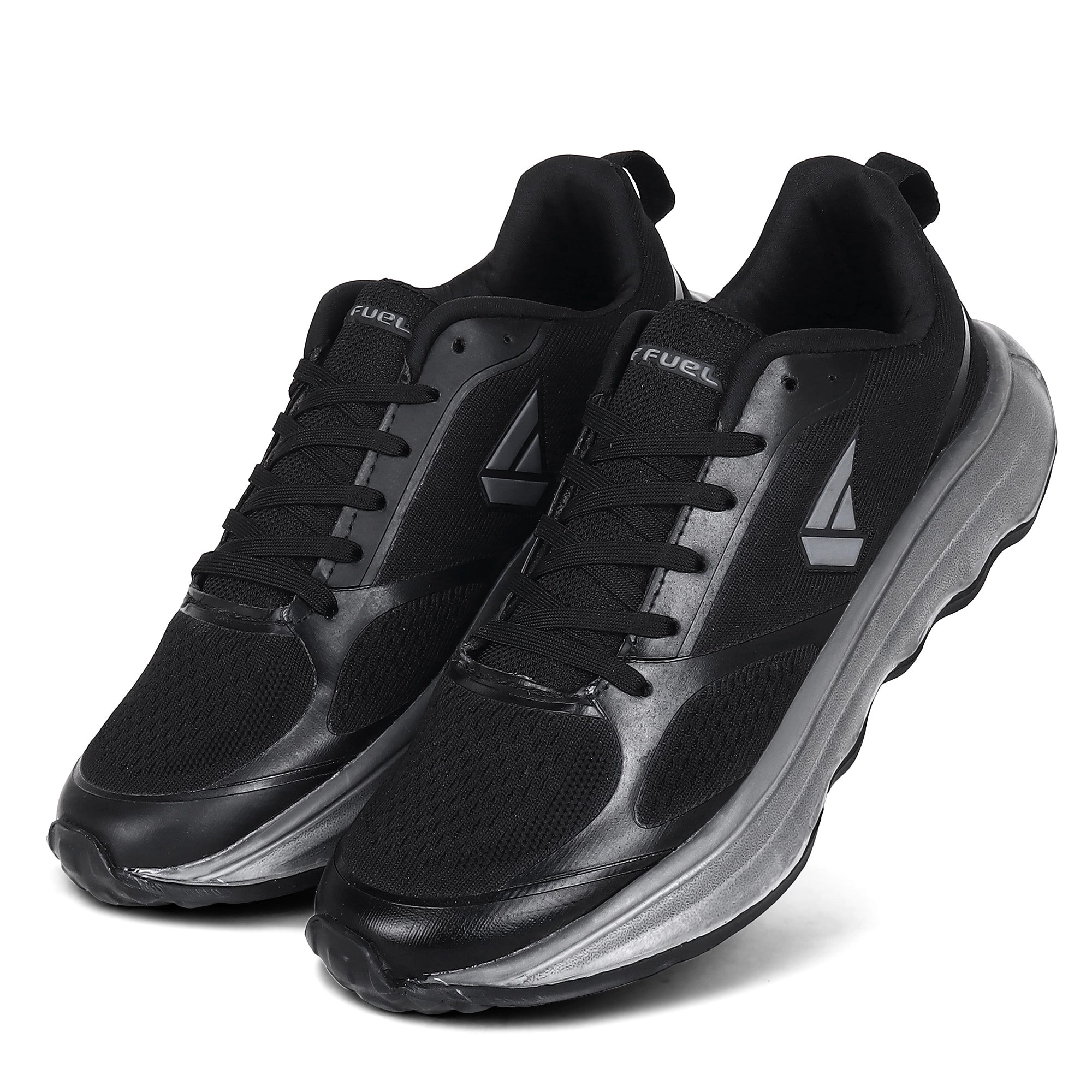 FUEL Vortex Men's Black Sports Shoes - Breathable Mesh Upper, Lightweight EVA Sole, Comfortable Fit and Stylish Design for Walking, Running, Gym, Casual Wear, Daily Use and Outdoor Activities, (Black)