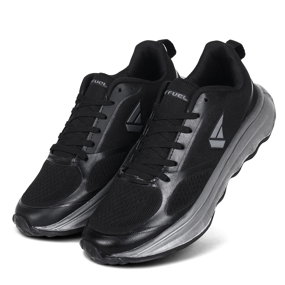 FUEL Vortex Men's Black Sports Shoes - Breathable Mesh Upper, Lightweight EVA Sole, Comfortable Fit and Stylish Design for Walking, Running, Gym, Casual Wear, Daily Use and Outdoor Activities, (Black)