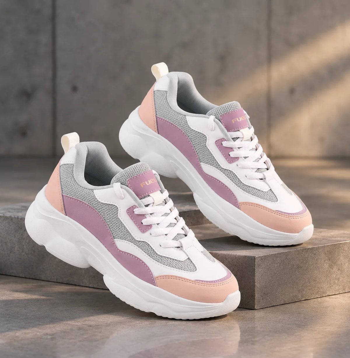 FUEL Lina Lightweight & Comfortable with Lace-Up Running & Daily Wear Sports Shoes for Women's (Peach)