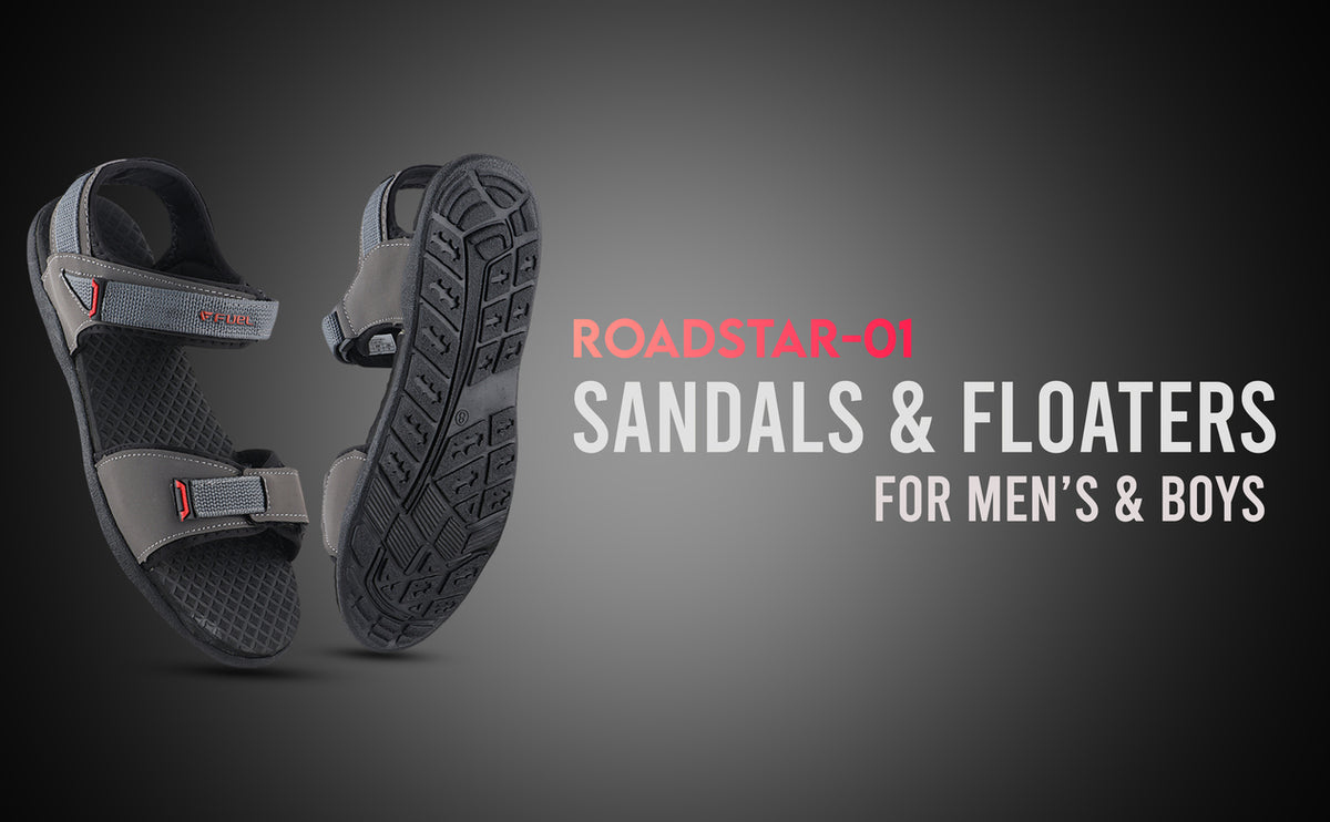 FUEL Roadster-01 Ultra Light-Weight Sports Sandals For Men (Black)