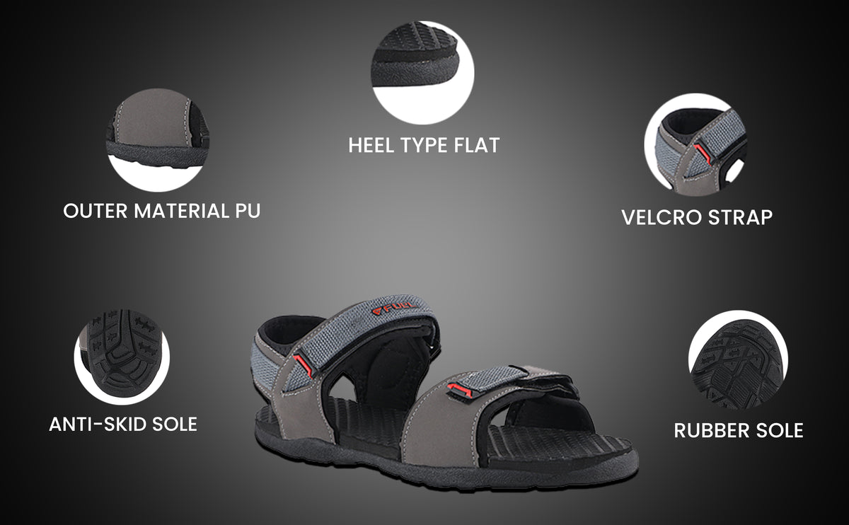 FUEL Roadster-01 Ultra Light-Weight Sports Sandals For Men (Black)