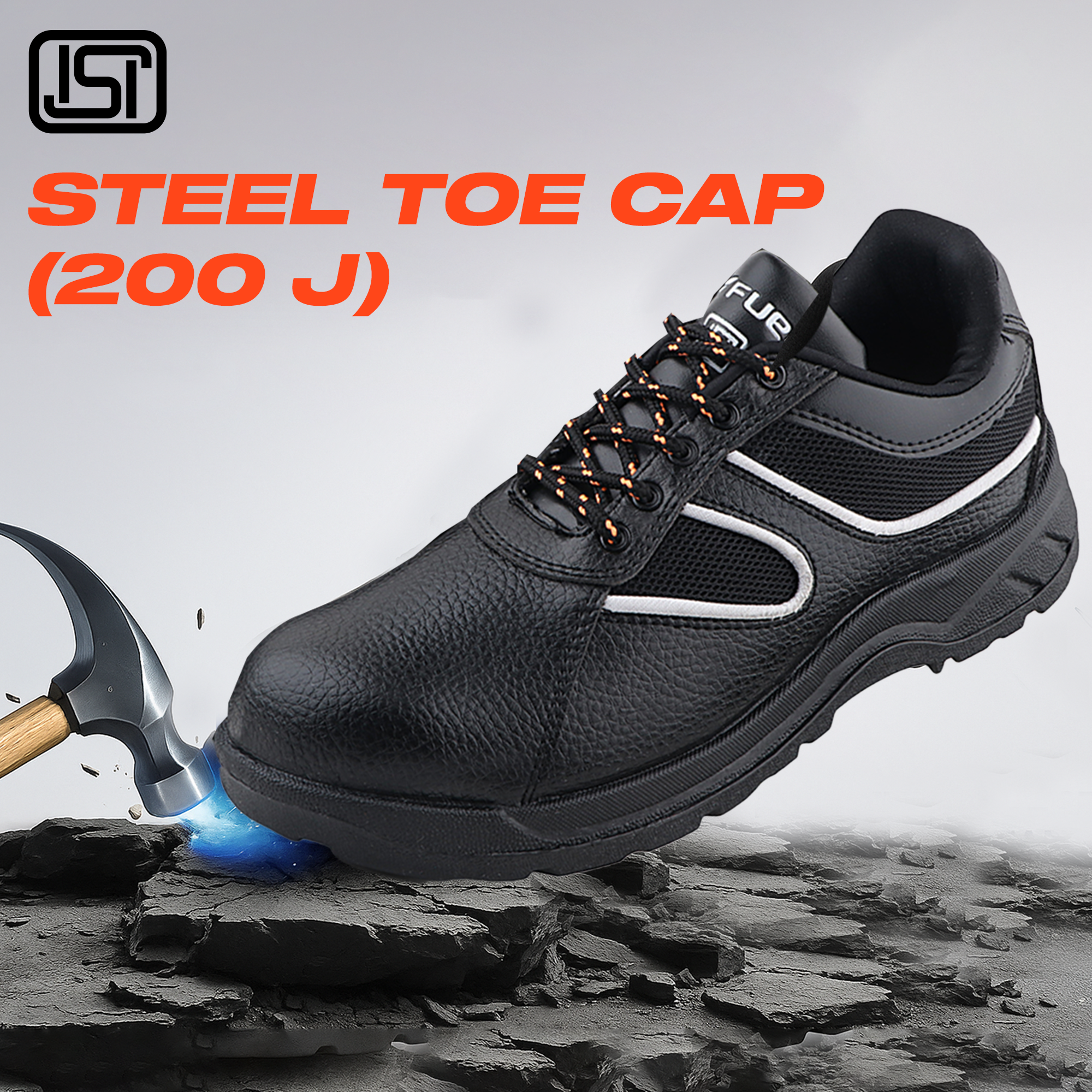 Fuel Shank Comfortable and light-weight ISI Marked Industrial Safety Shoe For Men's (Black)