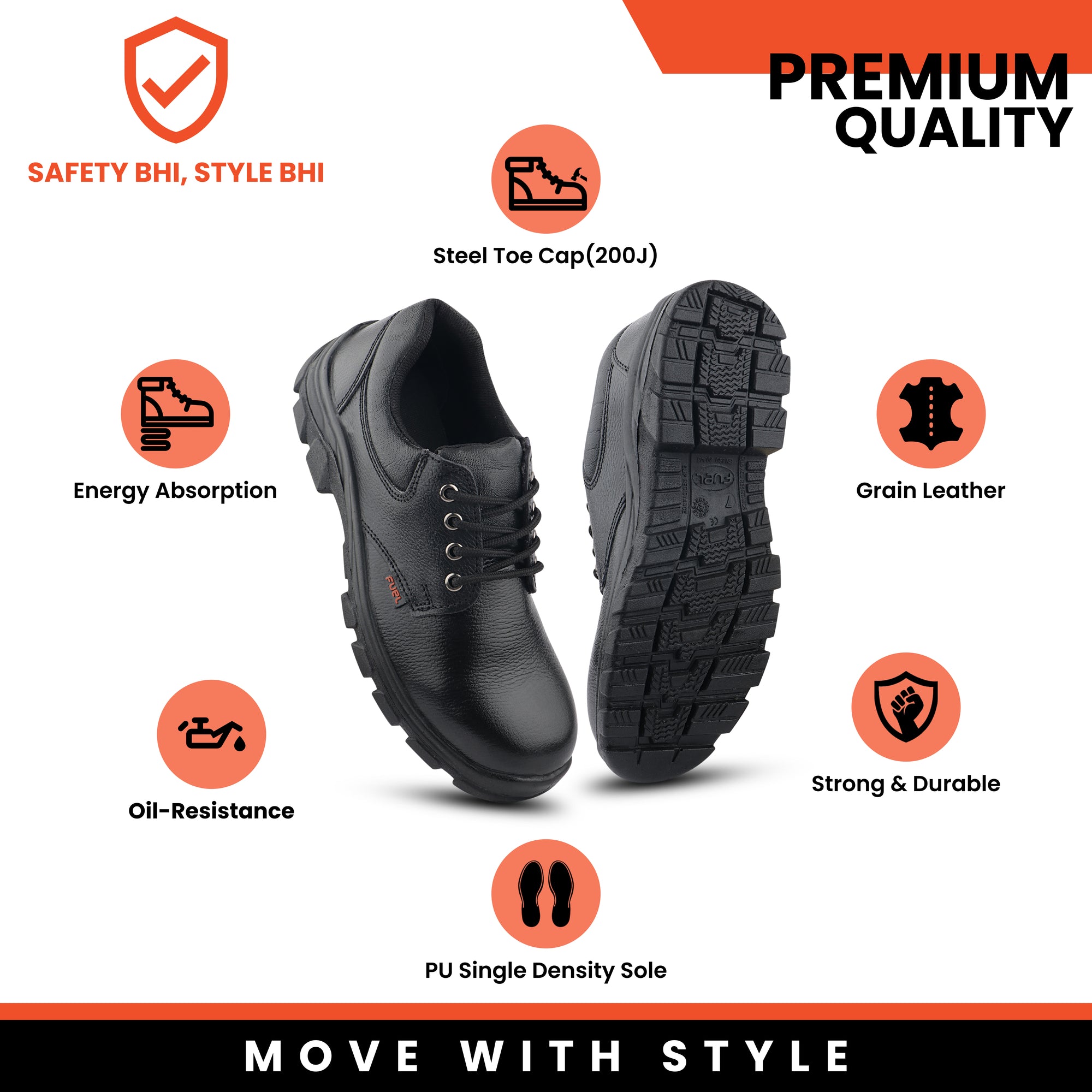 Fuel Spear SD Safety Shoes for Men's (Black)