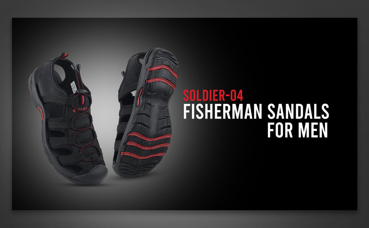 FUEL Soldier-06 Stylish Outdoor Fisherman Sandals Men (Black)