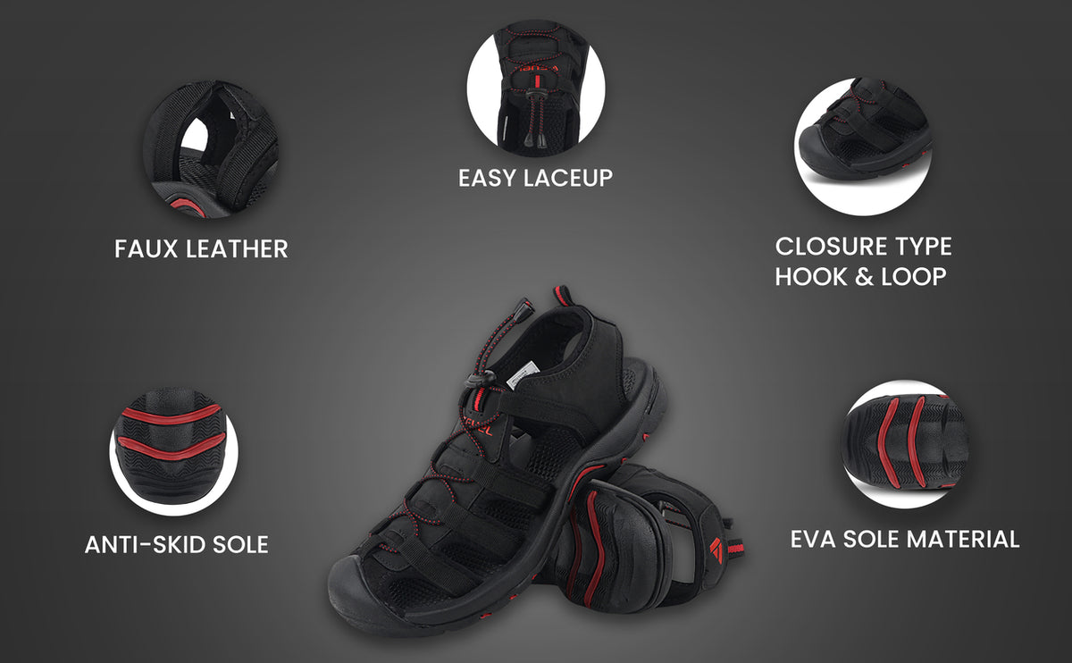 FUEL Soldier-06 Stylish Outdoor Fisherman Sandals Men (Black)