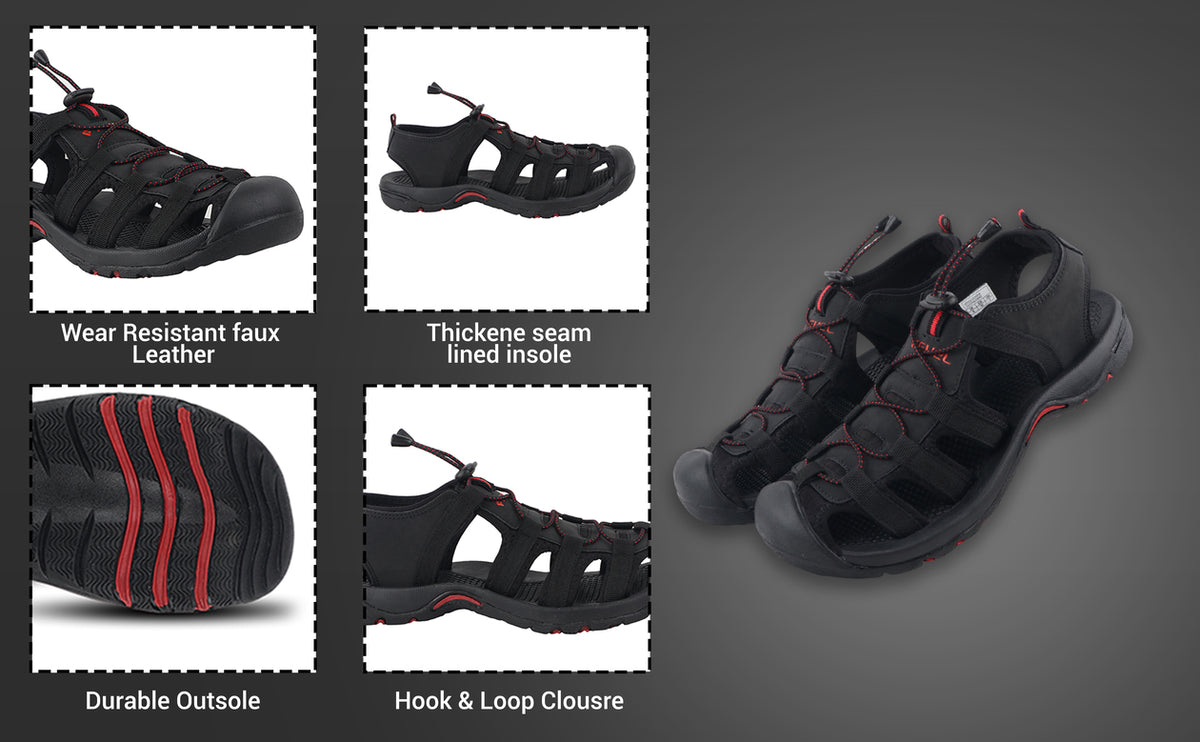 FUEL Soldier-06 Stylish Outdoor Fisherman Sandals Men (Black)