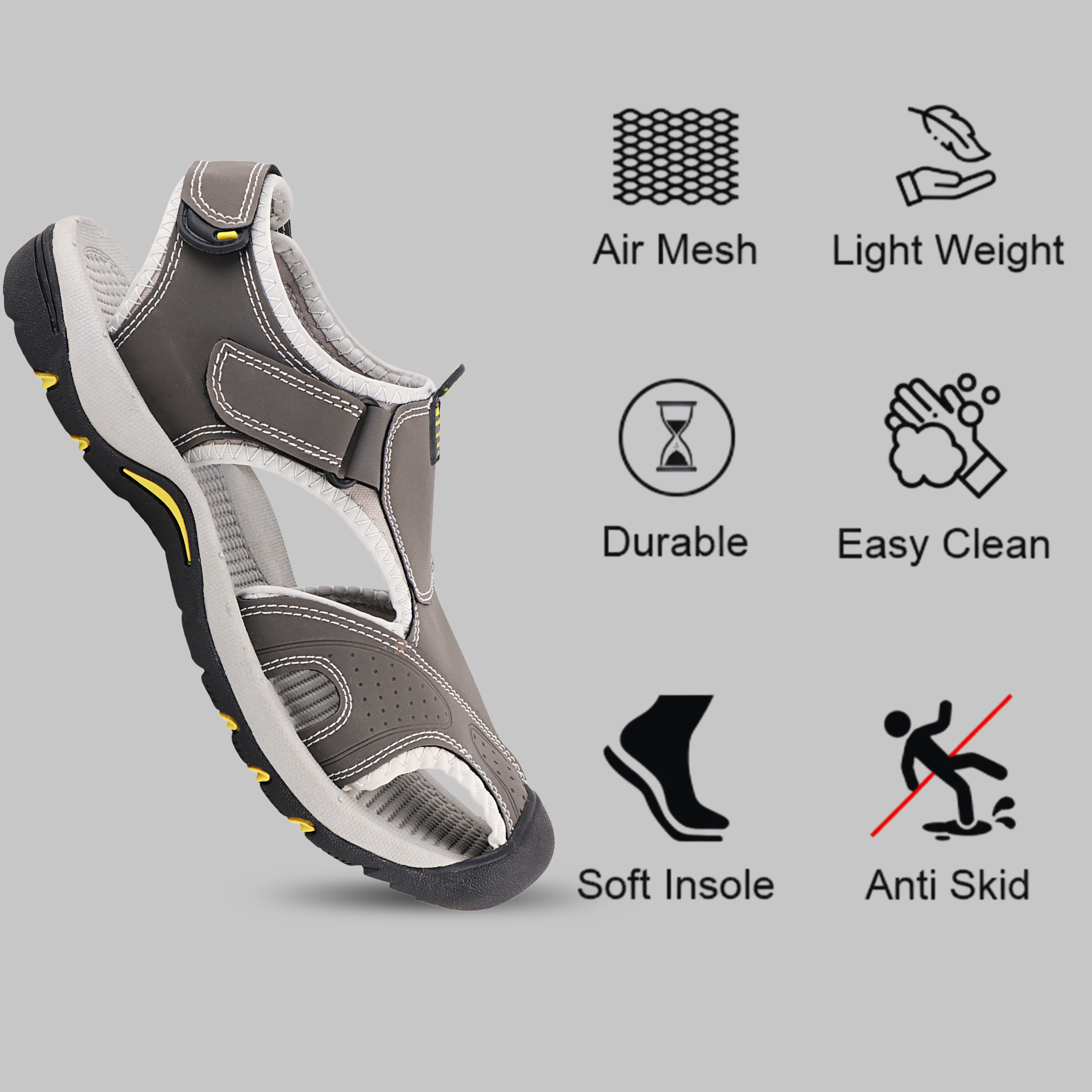 FUEL Soldier-04 Fisherman Sandals for Men (Grey)