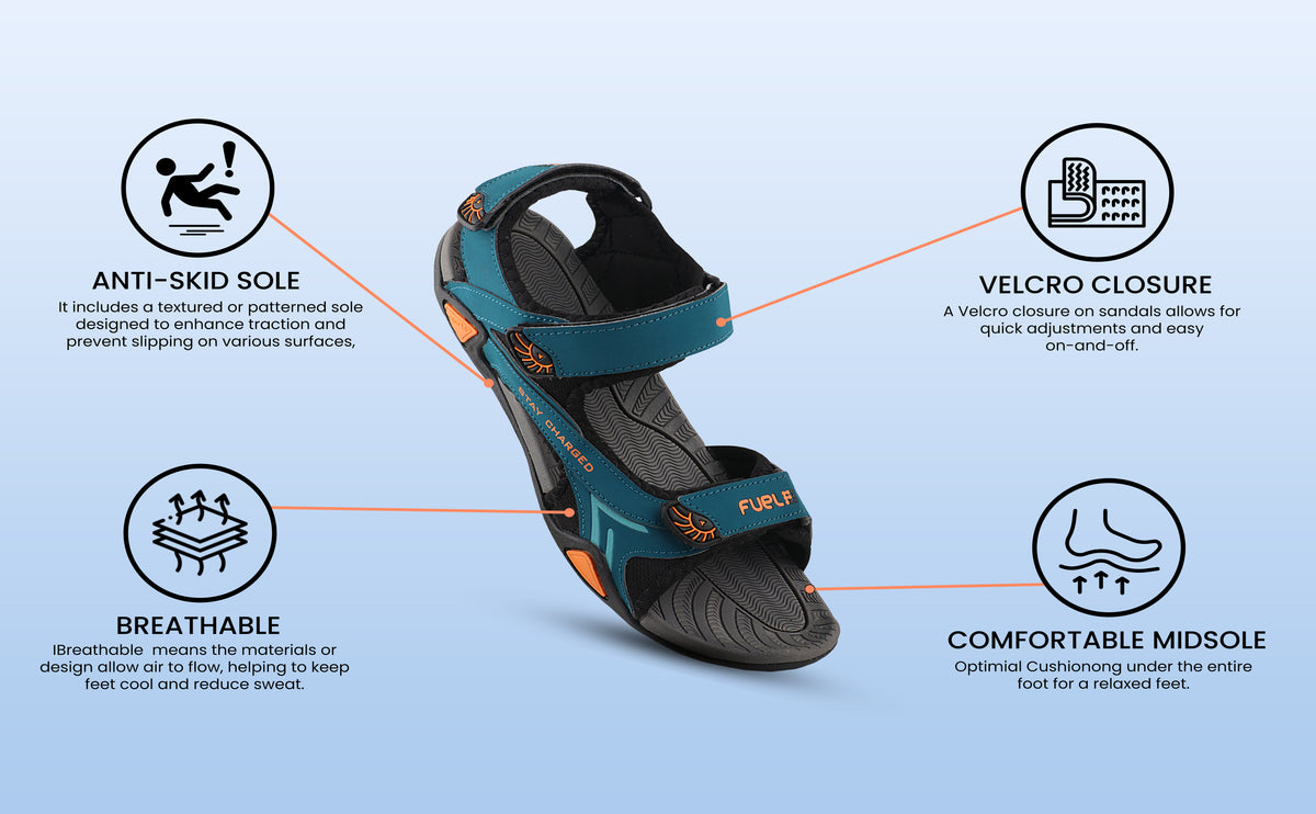 FUEL Victor Casual Sports Sandals For Men's (Blue)