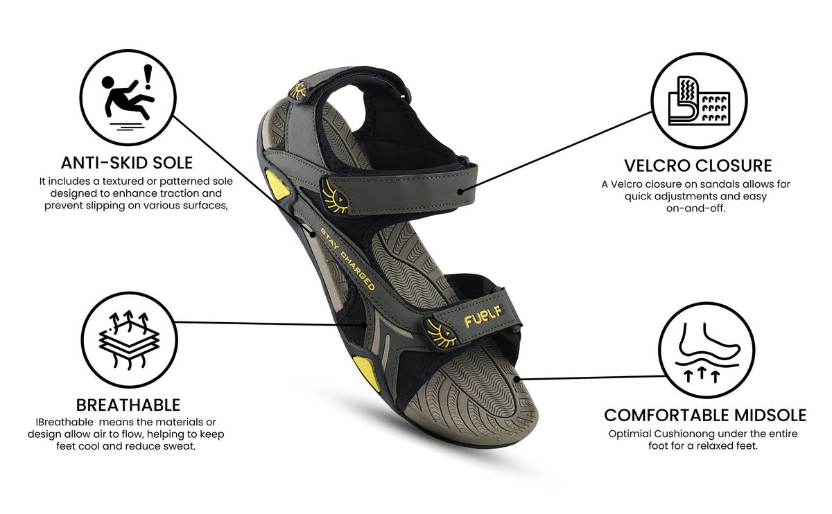 FUEL Victor Casual Sports Sandals For Men's (Olive)