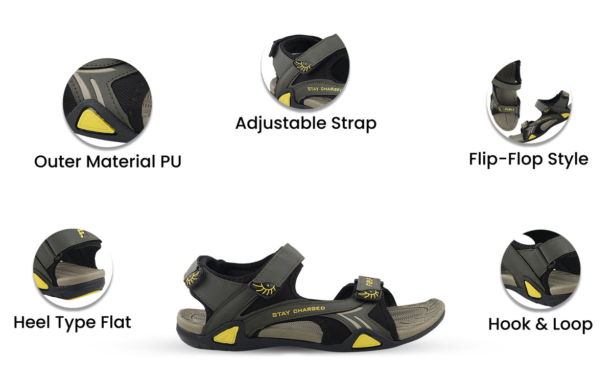 FUEL Victor Casual Sports Sandals For Men's (Olive)