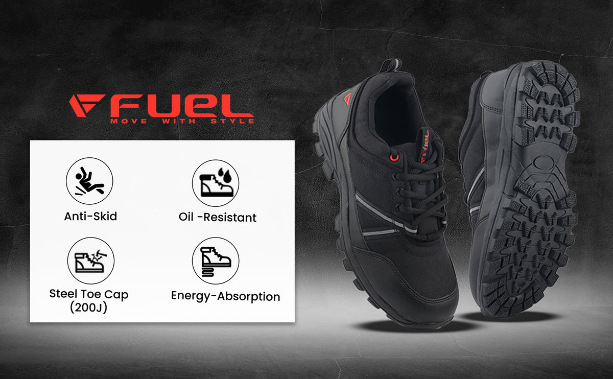 FUEL Rugged Wings Industrial Nitrile Rubber Sole Safety Shoes with 200J Toe Protection for Men
