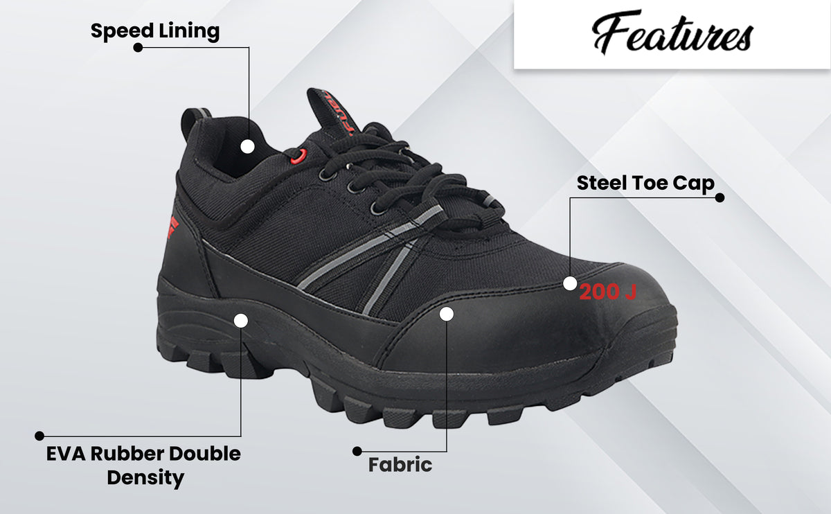 FUEL Rugged Wings Industrial Nitrile Rubber Sole Safety Shoes with 200J Toe Protection for Men