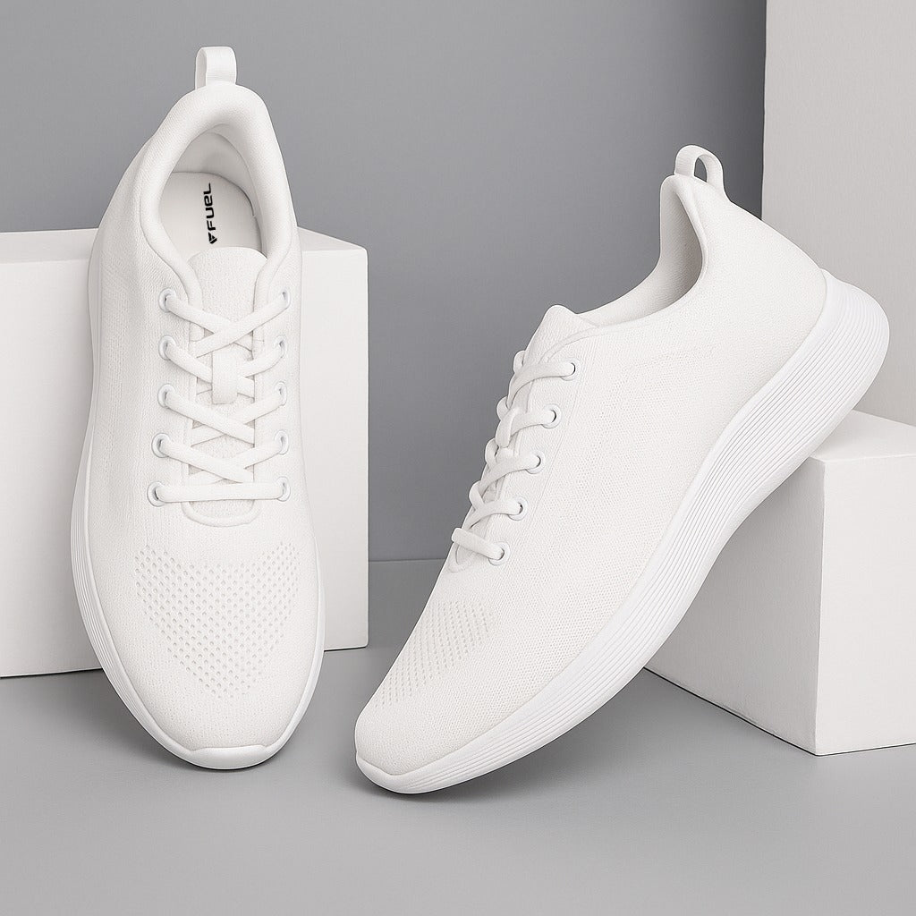 FUEL Skyfit White Lightweight Running Casual Sports Shoes for Women with EVA Sole for Daily Wear