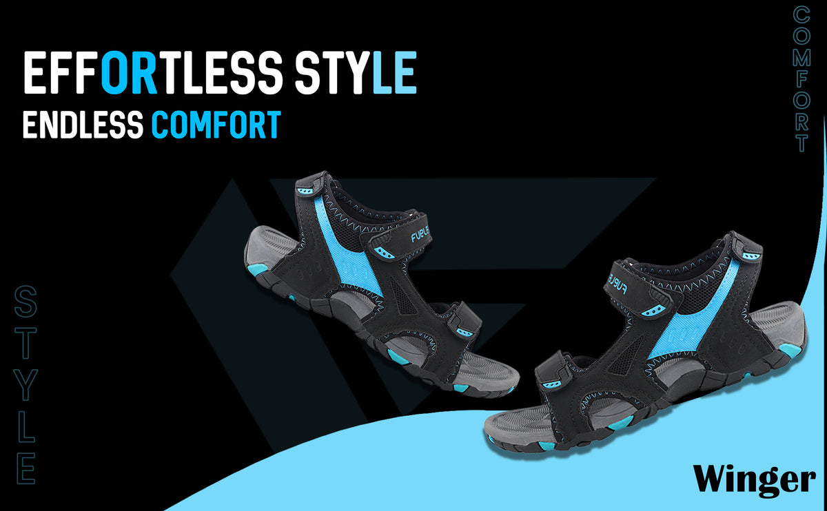 FUEL Winger Casual Sports Sandal for Men (Black)