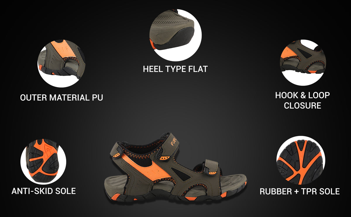 FUEL Winger Casual Sports Sandal for Men (Orange)