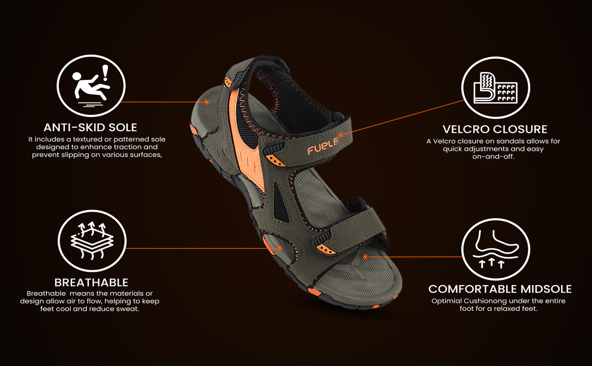 FUEL Winger Casual Sports Sandal for Men (Orange)