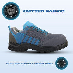 FUEL Aqua Composite Toe Safety Shoes for Men – 200J Rated, Knitted Upper, PU Sole, Lightweight Industrial Work Shoes (Blue)