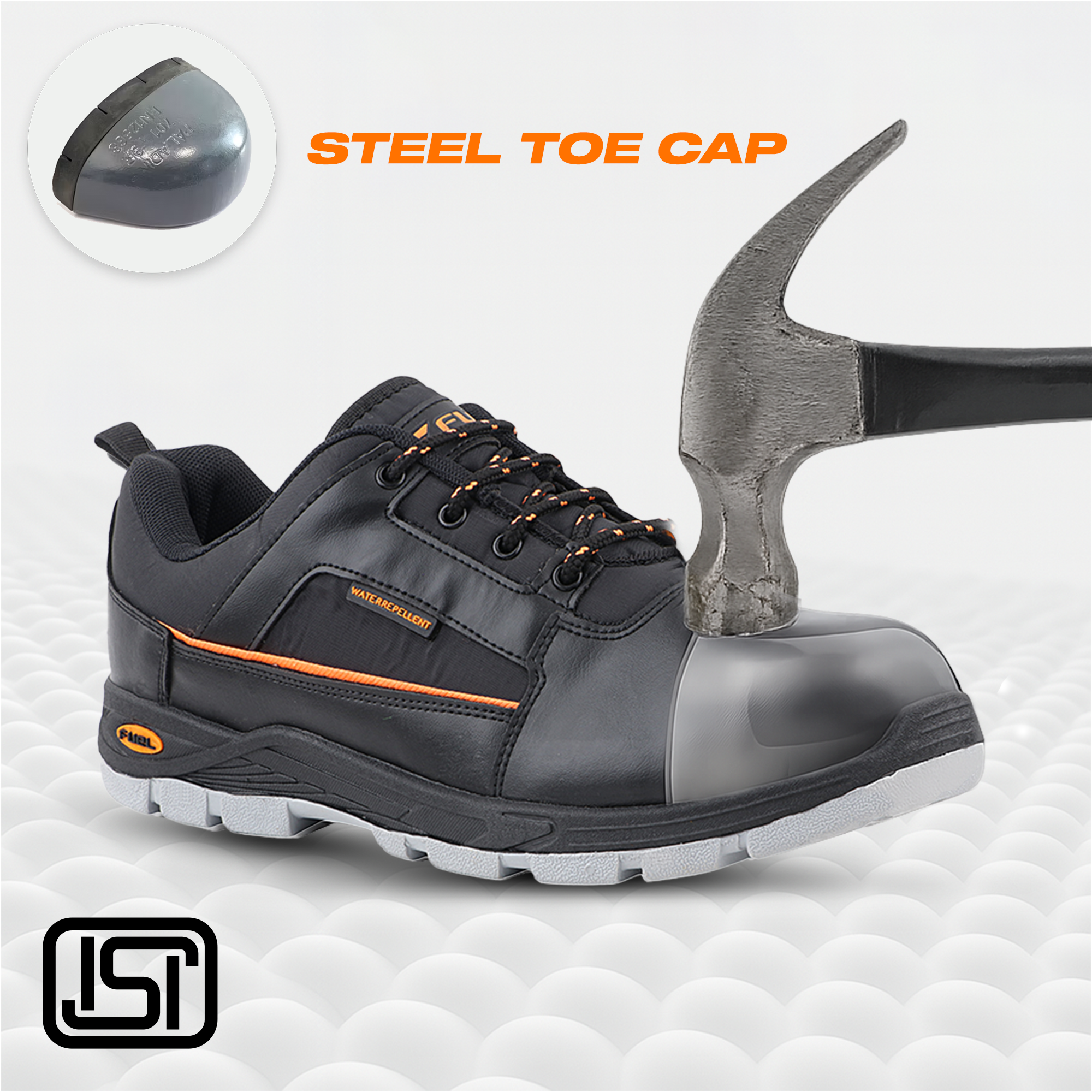Fuel Armour 3 DD ISI Marked Synthetic Fabric Breathable Safety Shoes For Men's Steel Toe Cap With Double Density Rubberized PVC Sole (Black)
