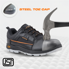 Fuel Armour 3 DD ISI Marked Synthetic Fabric Breathable Safety Shoes For Men's Steel Toe Cap With Double Density Rubberized PVC Sole (Black)