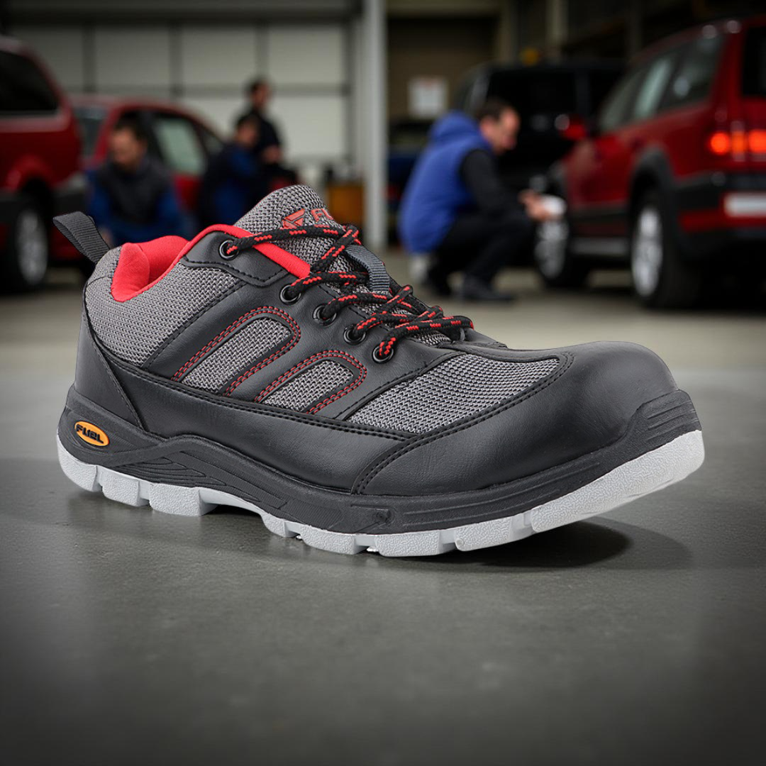 Fuel Armour 4 DD ISI Marked Synthetic Fabric Breathable Safety Shoes For Men's Steel Toe Cap With Double Density Rubberized PVC Sole (Grey)