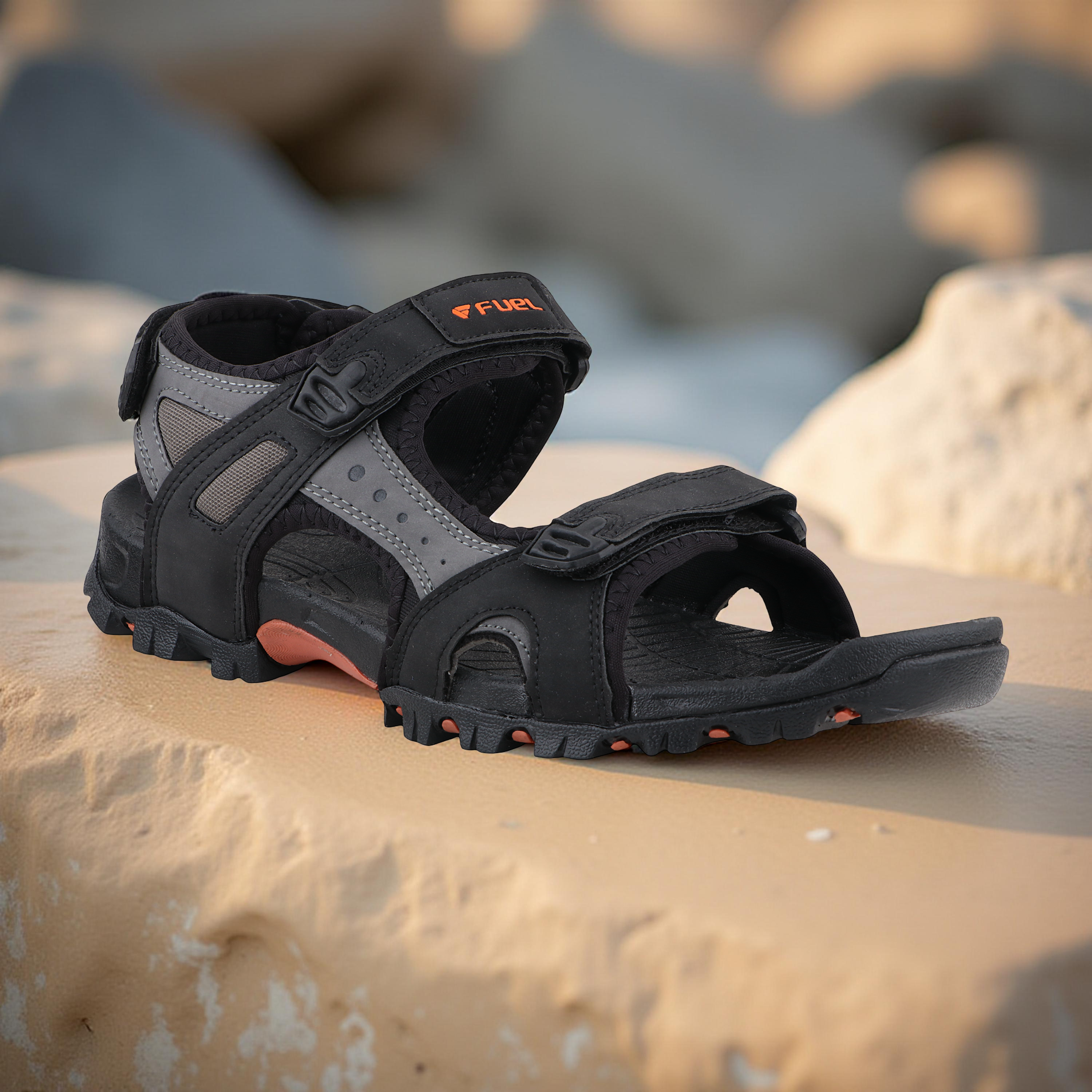 FUEL TimberLand-02 Comfortable Versatile Sporty Casual Sandals for Men (Black)