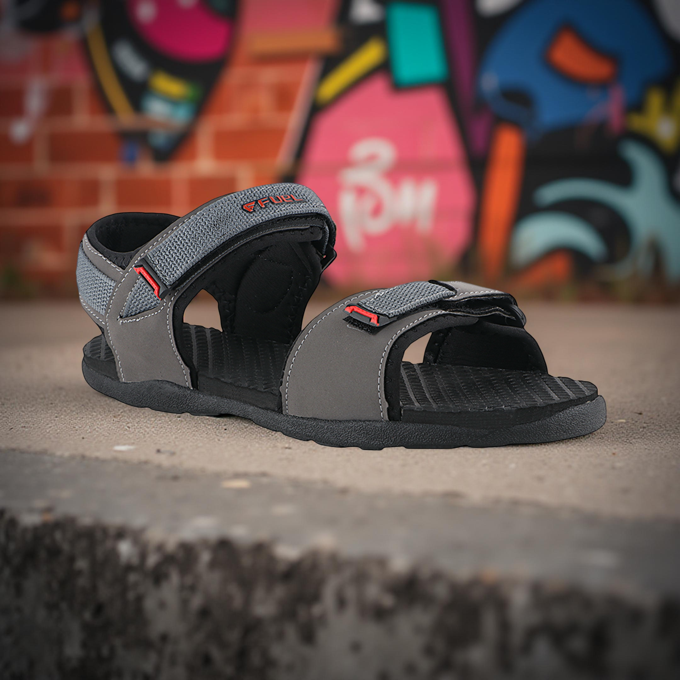 Fuel Roadster-01 Sandals For Men's (Black-Red)