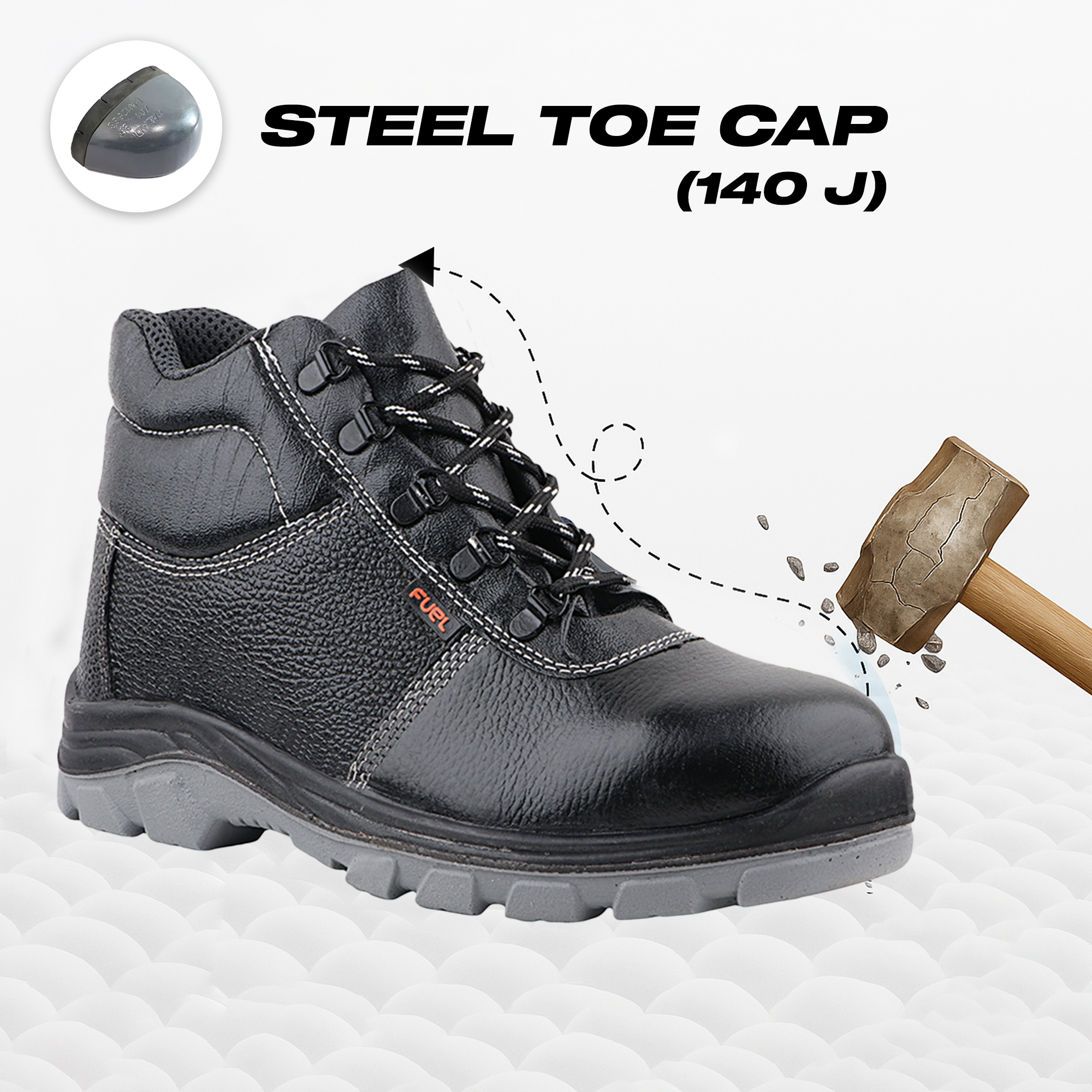FUEL Bob-Highcut Comfortable Industrial Safety Shoes for Men |(Steel-Toe 200J)