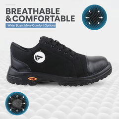 FUEL Canvee Comfortable & lightweight Safety Shoes with 200J Steel Toe (Black)
