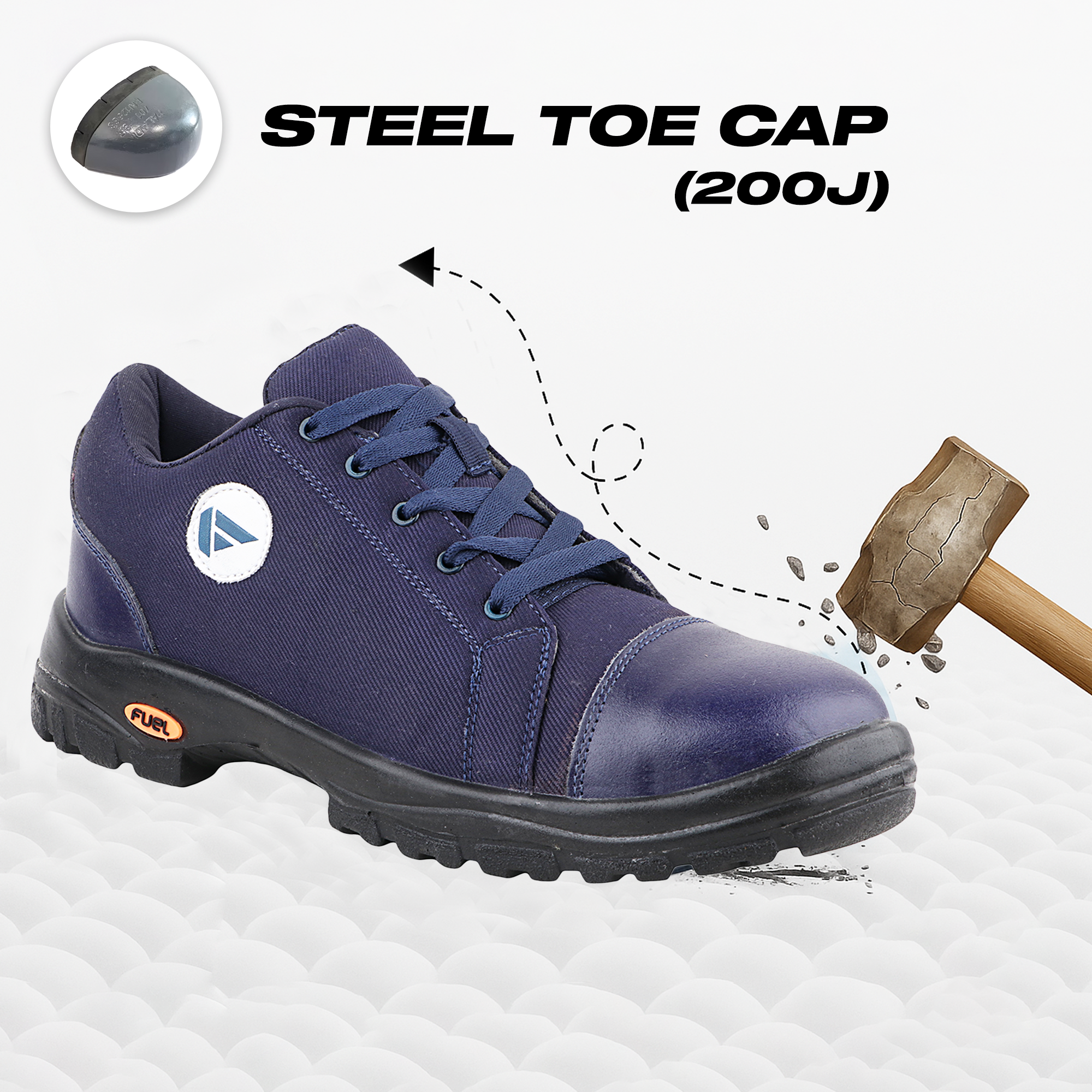 FUEL Canvee Comfortable & lightweight Safety Shoes with 200J Steel Toe (Blue)
