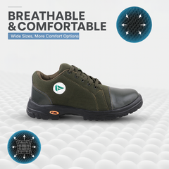 FUEL Canvee Comfortable & lightweight Safety Shoes with 200J Steel Toe (Olive)