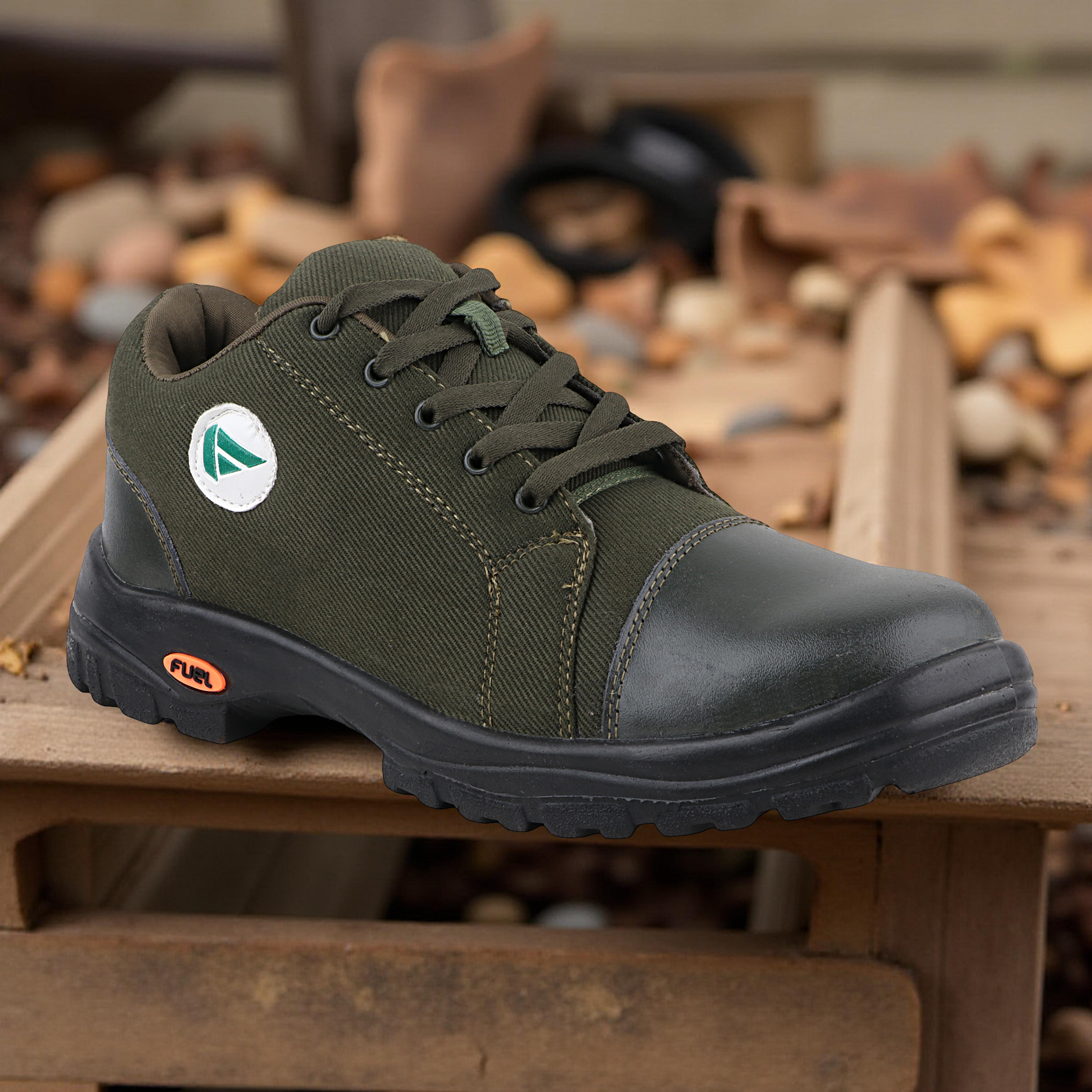 FUEL Canvee Comfortable & lightweight Safety Shoes with 200J Steel Toe (Olive)