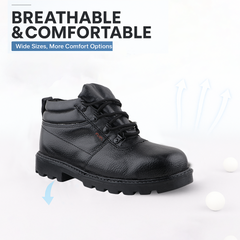 Fuel Flamingo HC Men's Black Lightweight Safety Shoes with PU Sole, Impact Resistant (100 Joules)