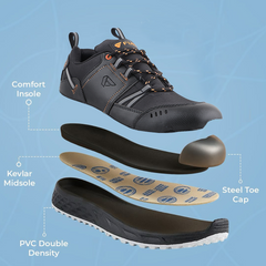 FUEL Flute Industrial Steel Toe Safety Shoes for Men in Synthetic Upper & PVC double density Sole  (Black)
