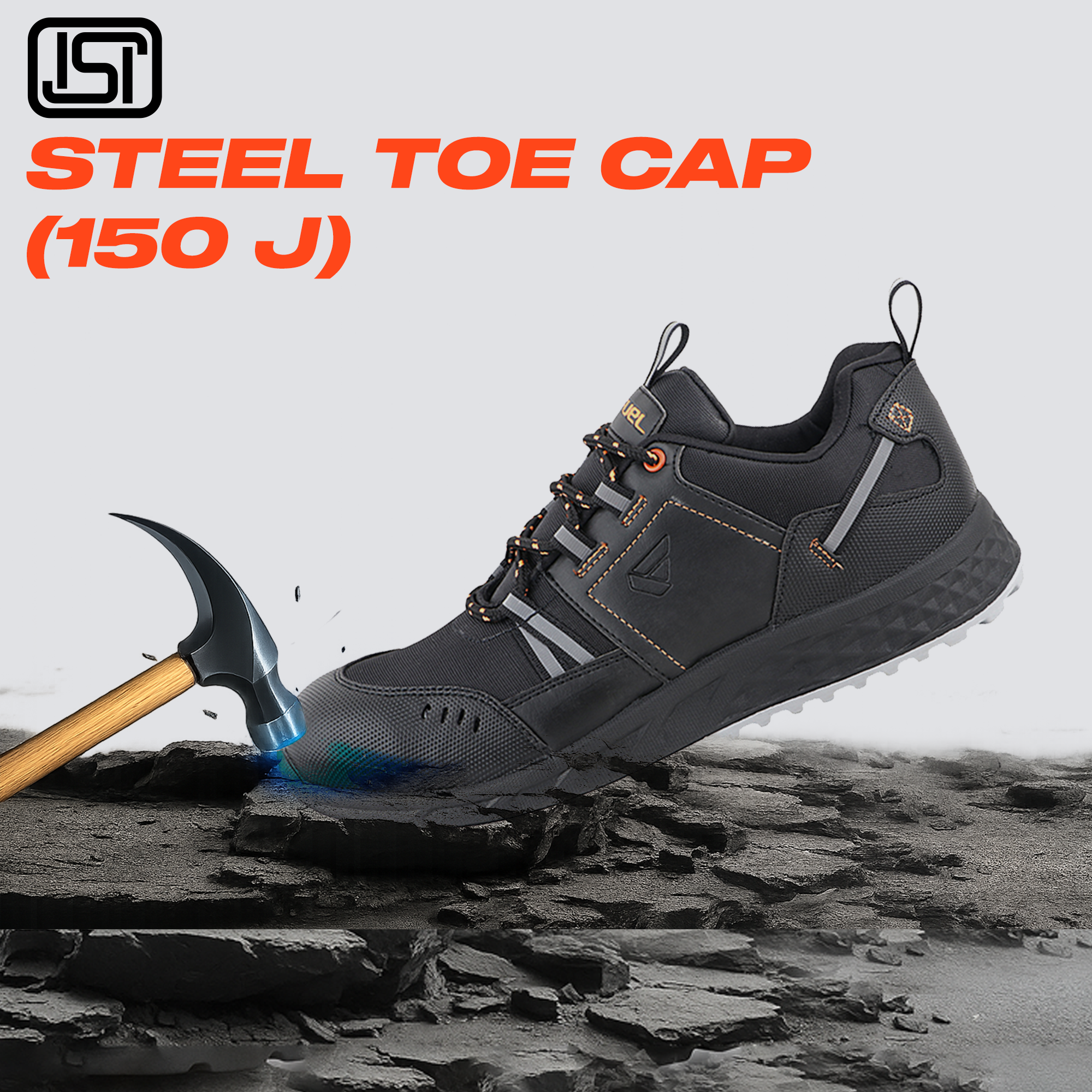 FUEL Flute Industrial Steel Toe Safety Shoes for Men in Synthetic Upper & PVC double density Sole  (Black)
