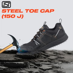 FUEL Flute Industrial Steel Toe Safety Shoes for Men in Synthetic Upper & PVC double density Sole  (Black)